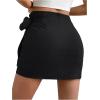 imageVerdusa Womens Casual Knot Side Split Wrap High Waist Bodycon Mini SkirtBlack