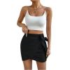 imageVerdusa Womens Casual Knot Side Split Wrap High Waist Bodycon Mini SkirtBlack