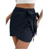 imageVerdusa Womens Casual Knot Side Split Wrap High Waist Bodycon Mini SkirtDark Blue