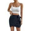 imageVerdusa Womens Casual Knot Side Split Wrap High Waist Bodycon Mini SkirtDark Blue