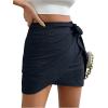 imageVerdusa Womens Casual Knot Side Split Wrap High Waist Bodycon Mini SkirtDark Blue
