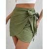 imageVerdusa Womens Casual Knot Side Split Wrap High Waist Bodycon Mini SkirtGreen