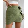 imageVerdusa Womens Casual Knot Side Split Wrap High Waist Bodycon Mini SkirtGreen