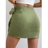 imageVerdusa Womens Casual Knot Side Split Wrap High Waist Bodycon Mini SkirtGreen