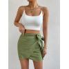 imageVerdusa Womens Casual Knot Side Split Wrap High Waist Bodycon Mini SkirtGreen