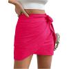 imageVerdusa Womens Casual Knot Side Split Wrap High Waist Bodycon Mini SkirtHot Pink