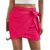 imageVerdusa Womens Casual Knot Side Split Wrap High Waist Bodycon Mini SkirtHot Pink