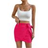 imageVerdusa Womens Casual Knot Side Split Wrap High Waist Bodycon Mini SkirtHot Pink
