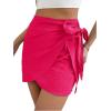 imageVerdusa Womens Casual Knot Side Split Wrap High Waist Bodycon Mini SkirtHot Pink