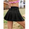 imageVerdusa Womens Denim Skirt Button Up High Waist A Line Mini Pleated Jean SkirtBlack