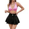 imageVerdusa Womens Denim Skirt Button Up High Waist A Line Mini Pleated Jean SkirtBlack