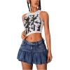 imageVerdusa Womens Denim Skirt Button Up High Waist A Line Mini Pleated Jean SkirtDark Wash