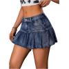 imageVerdusa Womens Denim Skirt Button Up High Waist A Line Mini Pleated Jean SkirtDark Wash