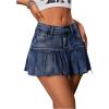 imageVerdusa Womens Denim Skirt Button Up High Waist A Line Mini Pleated Jean SkirtDark Wash