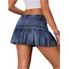 imageVerdusa Womens Denim Skirt Button Up High Waist A Line Mini Pleated Jean SkirtDark Wash