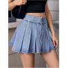imageVerdusa Womens Denim Skirt Button Up High Waist A Line Mini Pleated Jean SkirtLight Wash