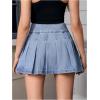 imageVerdusa Womens Denim Skirt Button Up High Waist A Line Mini Pleated Jean SkirtLight Wash