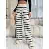 imageVerdusa Womens Elastic High Waist Stripe Print Knitted Lounge Sweater PantsBlack and White