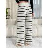 imageVerdusa Womens Elastic High Waist Stripe Print Knitted Lounge Sweater PantsBlack and White