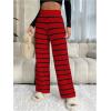 imageVerdusa Womens Elastic High Waist Stripe Print Knitted Lounge Sweater PantsRed and Black