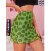 imageVerdusa Womens Floral Mesh Overlay Elastic Waist Bodycon Mini Skirt01 Green