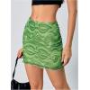 imageVerdusa Womens Floral Mesh Overlay Elastic Waist Bodycon Mini SkirtMarble Green