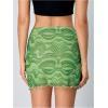 imageVerdusa Womens Floral Mesh Overlay Elastic Waist Bodycon Mini SkirtMarble Green