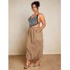 imageVerdusa Womens Plus Size Drawstring Waist Pocket Side Long Cargo SkirtCamel