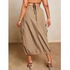 imageVerdusa Womens Plus Size Drawstring Waist Pocket Side Long Cargo SkirtCamel