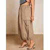 imageVerdusa Womens Plus Size Drawstring Waist Pocket Side Long Cargo SkirtCamel