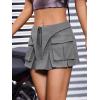 imageVerdusa Womens Pocket Front Pleated Mini Skirt Casual High Waist A Line Cargo SkirtGrey
