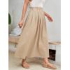 imageVerdusa Womens Pocket Side Elastic Waist A Line Maxi Long SkirtKhaki