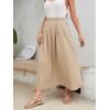 imageVerdusa Womens Pocket Side Elastic Waist A Line Maxi Long SkirtKhaki