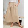 imageVerdusa Womens Pocket Side Elastic Waist A Line Maxi Long SkirtKhaki