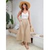 imageVerdusa Womens Pocket Side Elastic Waist A Line Maxi Long SkirtKhaki