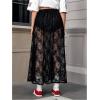 imageVerdusa Womens See Through Lace Skirts Elastic High Waist Sheer A Line Long SkirtBlack