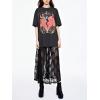 imageVerdusa Womens See Through Lace Skirts Elastic High Waist Sheer A Line Long SkirtBlack