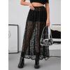 imageVerdusa Womens See Through Lace Skirts Elastic High Waist Sheer A Line Long SkirtDark Black