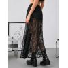 imageVerdusa Womens See Through Lace Skirts Elastic High Waist Sheer A Line Long SkirtDark Black