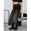 imageVerdusa Womens See Through Lace Skirts Elastic High Waist Sheer A Line Long SkirtDark Black