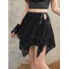imageVerdusa Womens Y2K Tiered Layer Lettuce Trim Asymmetrical Hem Tie Knot Side Skirt