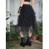 imageVerdusa Womens Y2k Goth Contrast Mesh Asymmetrical Hem Midi SkirtLace Black