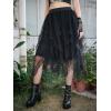 imageVerdusa Womens Y2k Goth Contrast Mesh Asymmetrical Hem Midi SkirtLace Black