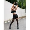 imageVerdusa Womens Zip Up Buckle Studded High Waist PU Leather Pleated Skirt