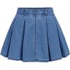 imageVerdusa Girls Pleated Denim Skirt Elastic Waist A Line Flared Mini SkirtDark Wash