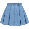 imageVerdusa Girls Pleated Denim Skirt Elastic Waist A Line Flared Mini SkirtLight Wash