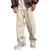 imageVerdusa Mens Casual Drawstring Elastic Waist Wide Leg Pants Long Trousers with PocketsApricot