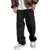 imageVerdusa Mens Casual Drawstring Elastic Waist Wide Leg Pants Long Trousers with PocketsBlack