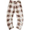 imageVerdusa Mens Flannel Buffalo Plaid Pajama Pants Fuzzy Pj Pants with PocketsBrown