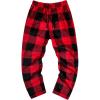 imageVerdusa Mens Flannel Buffalo Plaid Pajama Pants Fuzzy Pj Pants with PocketsRed